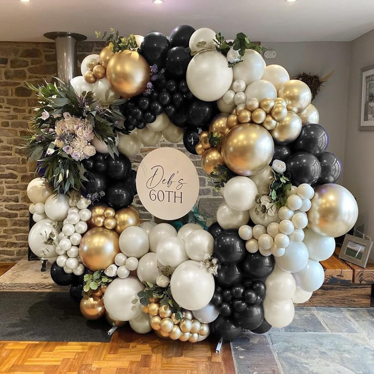 Black White Gold Balloon Garland Double Stuffed Pearl White Sand Balloons Champagne Metallic Gold Cream Neutral Balloon Arch Kit For Birthday New Year Graduation Wedding Bachelorette Party Decoration